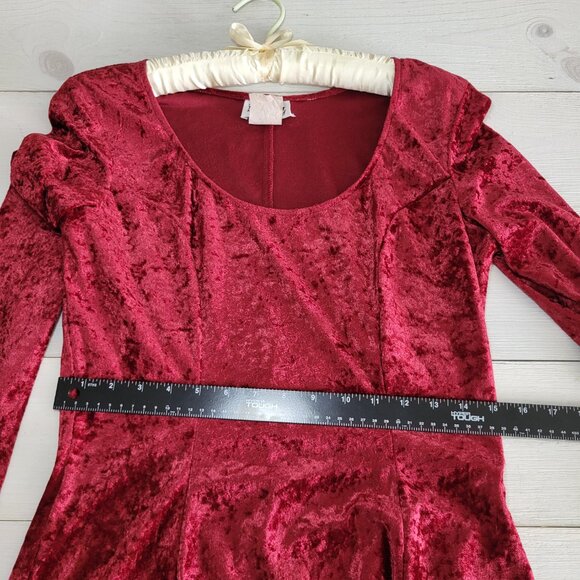 Women Dress Burgundy Crushed Velvet Velour Vintage Size 9/10. Whimsigoth Holiday - Picture 7 of 7